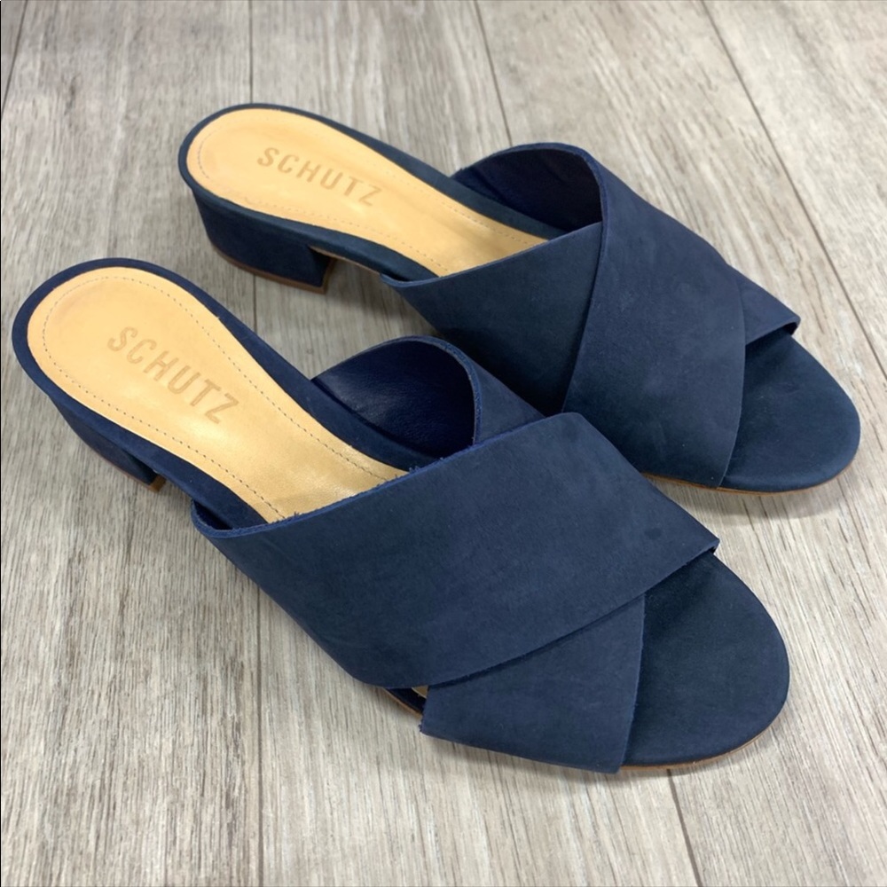 New Schulz Barbarella Navy Sandals Size 10 New In Box